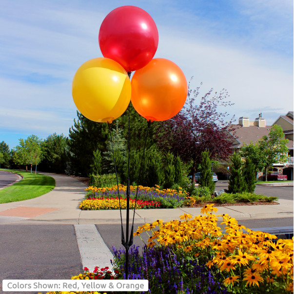 Permanent Outdoor Reusable Vinyl Balloons – 3 Cluster Kit With Ground-spike