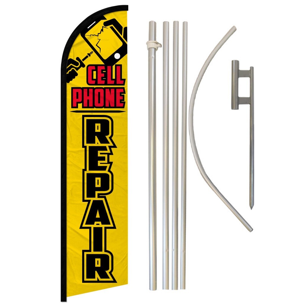 Cell Phone Repair Windless Banner Swooper Advertising Flag Pole Kit Electronics