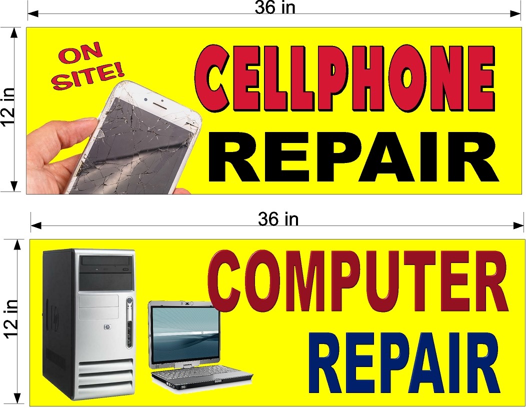 NEW! PERFORATED WINDOW VINYL DECALS 12&Prime; X 36&Prime; COMPUTER & CELL PHONE REPAIRS
