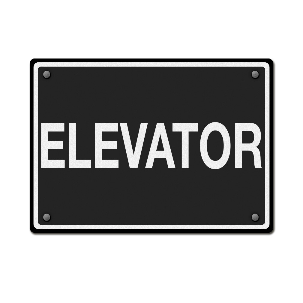 Horizontal Metal Sign Elevator Business Room Grey Weatherproof Street Signage