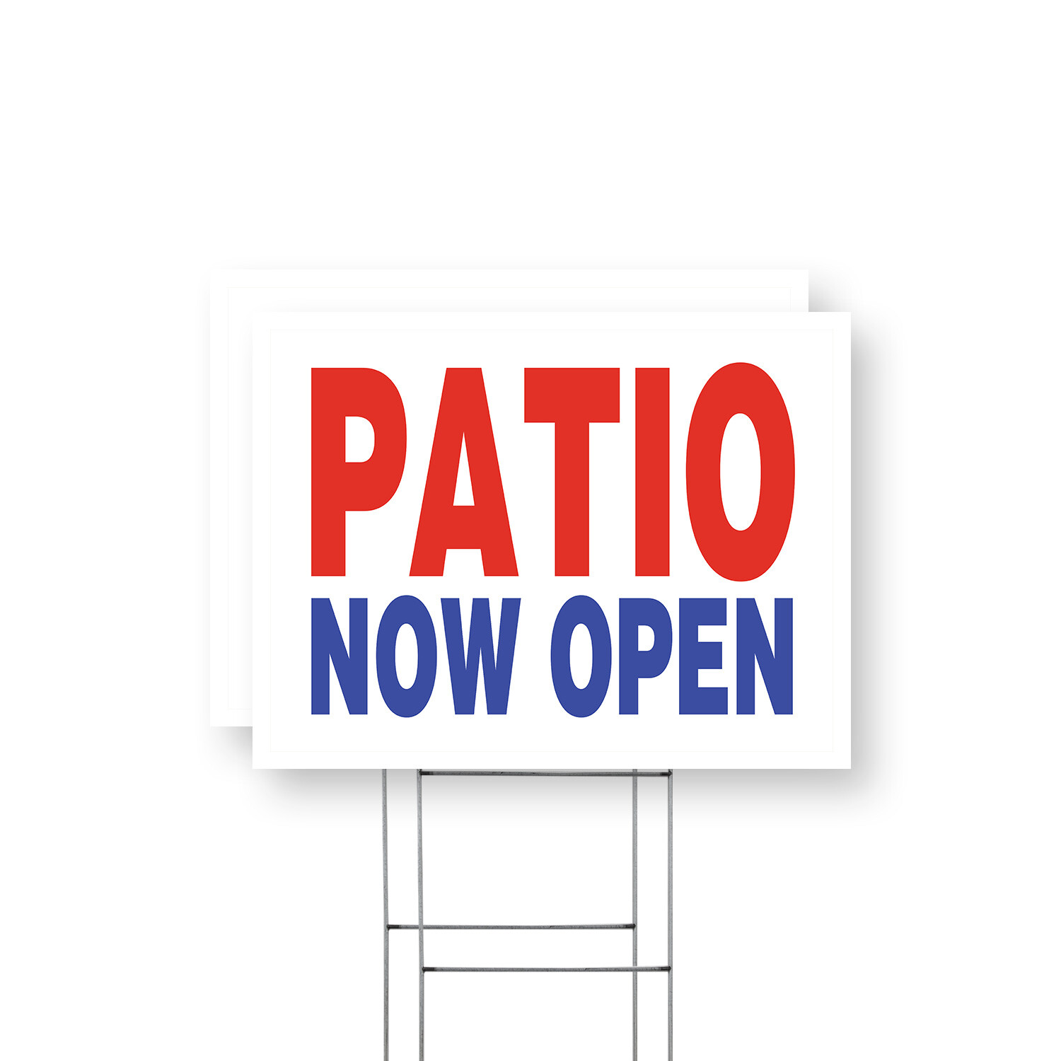 Patio Now Open Yard Sign Restaurant Promotions, Outdoor Dining, Clear Messaging
