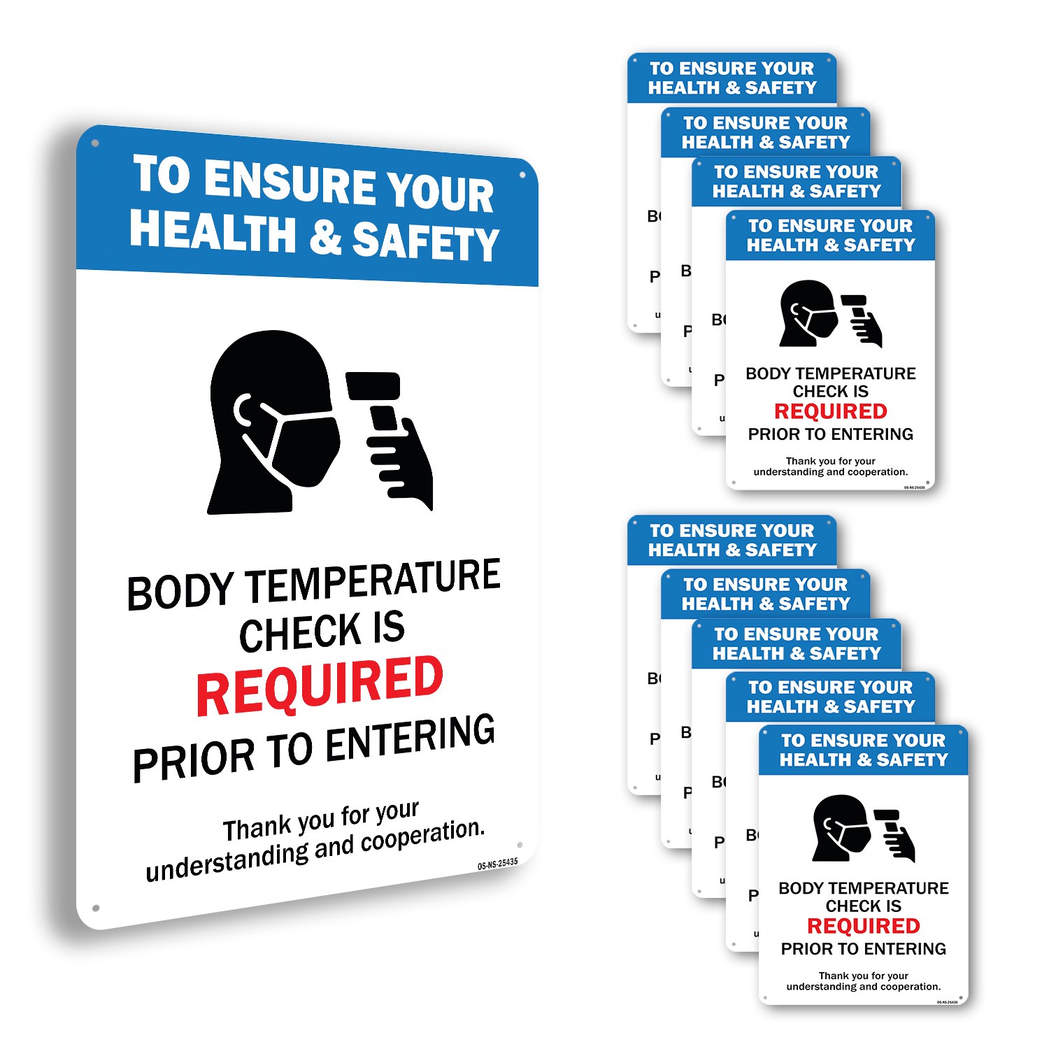 Body Temperature Check Is Required Public Safety Sign Or Decal – 5 or 10 Pack