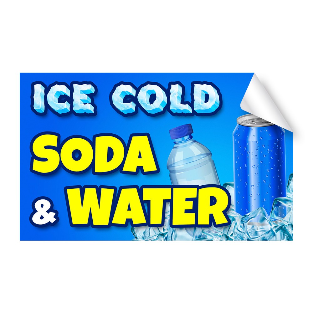 Ice Cold Soda & Water Food Cart Truck Removable Decal (13×8 inches)