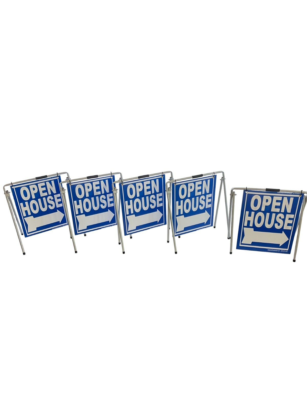 Real Estate Open House Sign Kit Metal A-Frame 5 Pack Blue Swinger