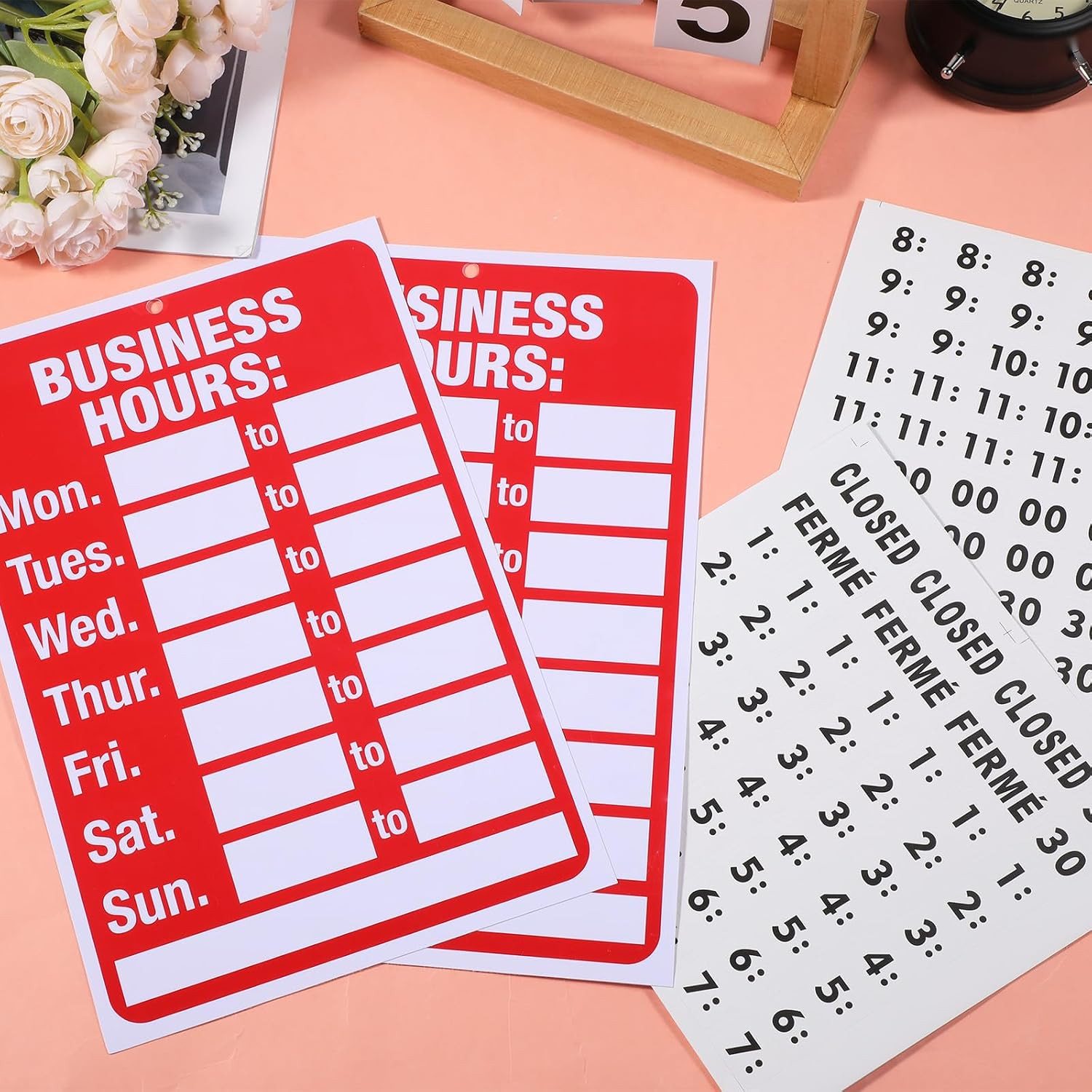 2 Set Business Hours Open Closed Sign Kit for Glass Door or Window, Ideal Hour o