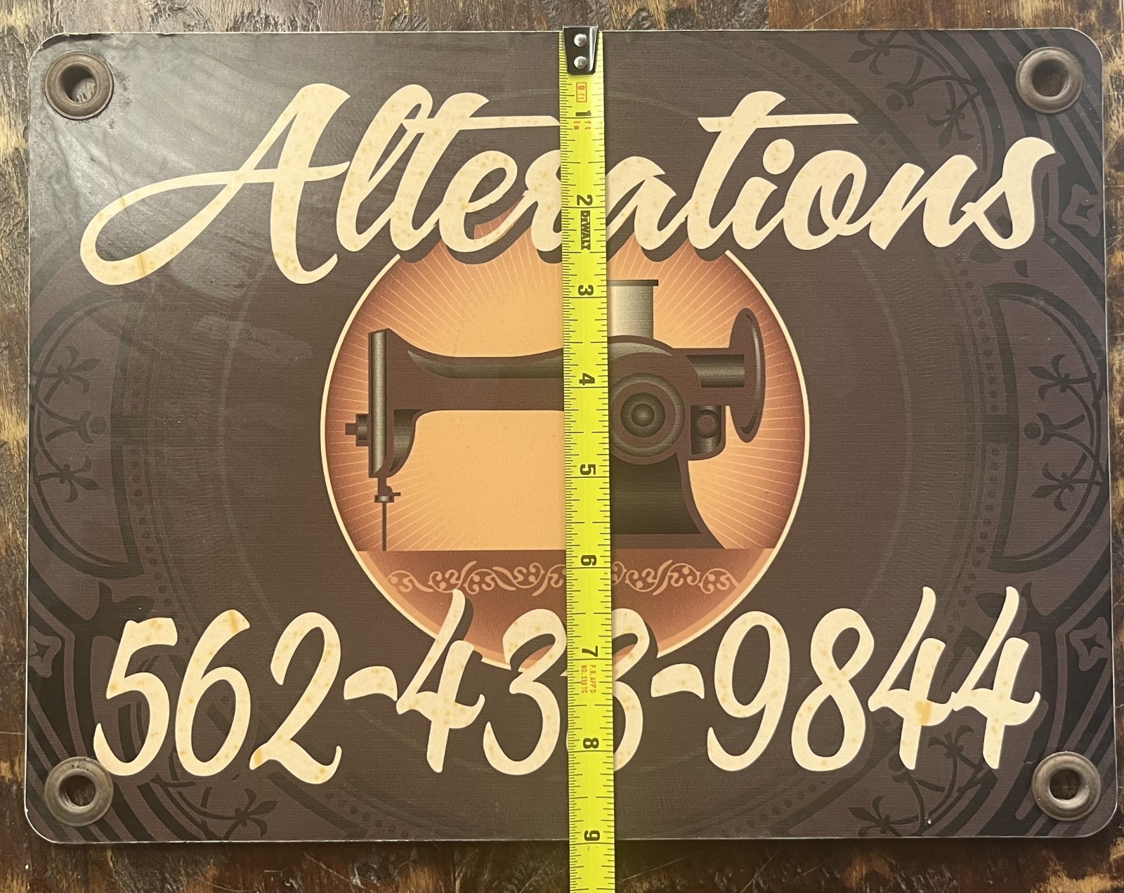 Vintage Custom Tailor Alterations Shop 9&Prime; x 12&Prime; Sign-Old Sewing Machine Image