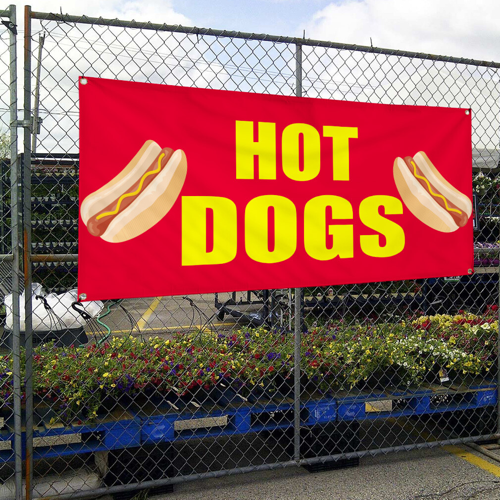 Vinyl Banner Multiple Sizes Hot Dogs Food Fair Caf Restaurant Bar Fairs Outdoor