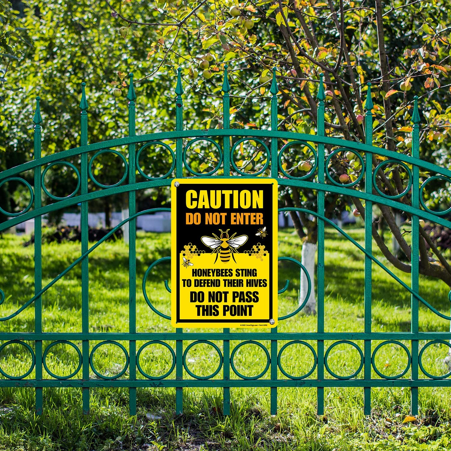 10 x 14 inch “Caution – Do Not Enter, Honeybees Sting To Defend Hives” Metal …