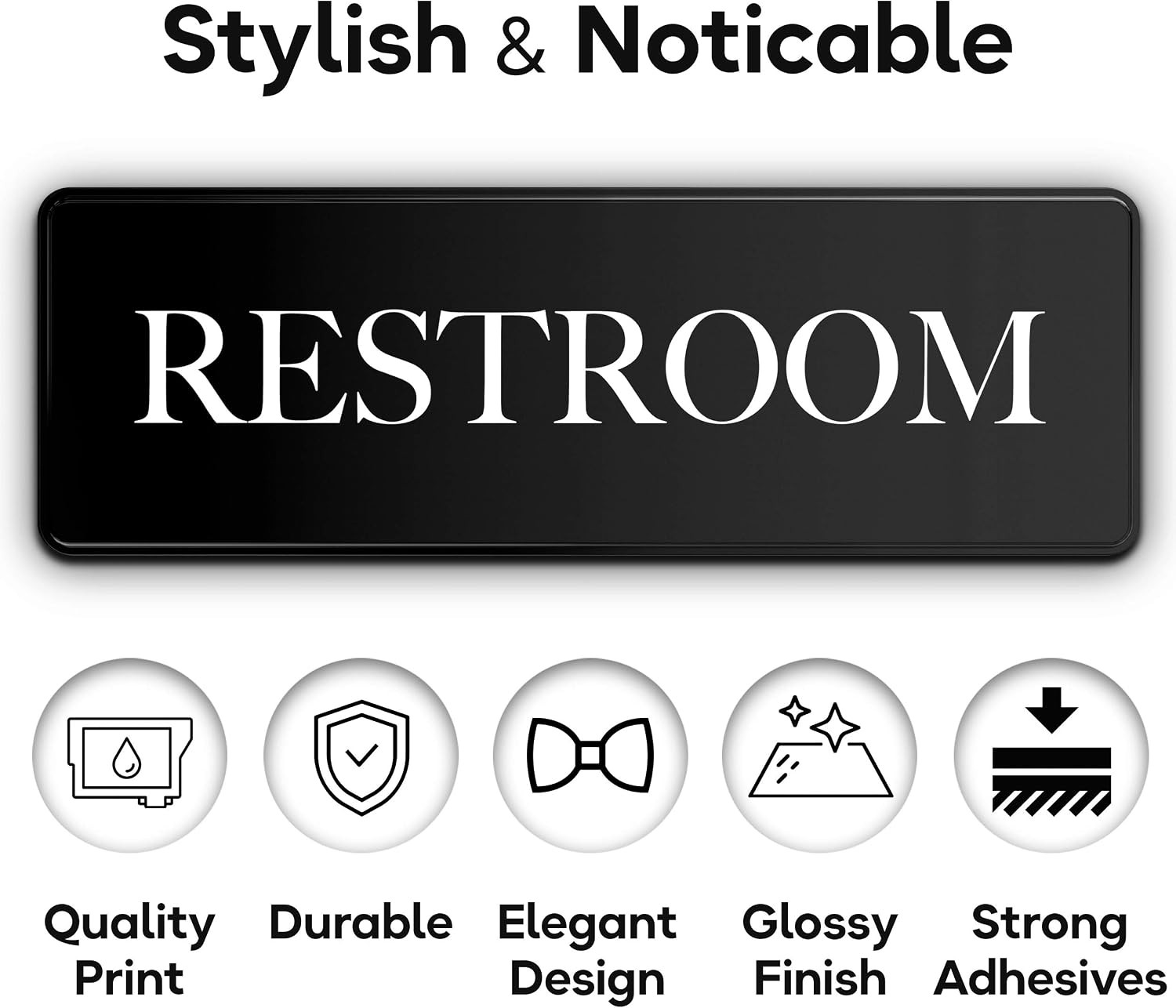 Restroom Sign for Business – 9 X 3 Inch – 2 Pack | Professional Appearance, High
