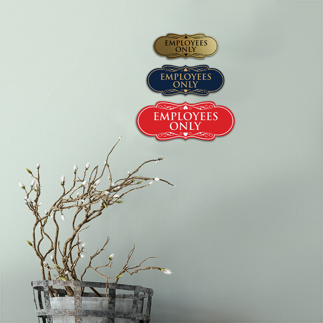 Designer EMPLOYEES ONLY Sign – Black / Gold – Medium