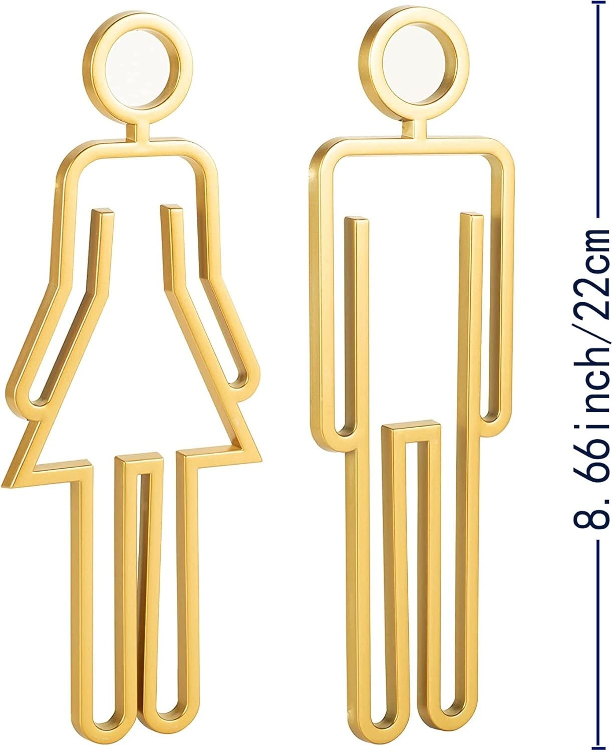 Golden Modern Acrylic Bathroom Sign Symbols Men Women Toilet Restroom Signage