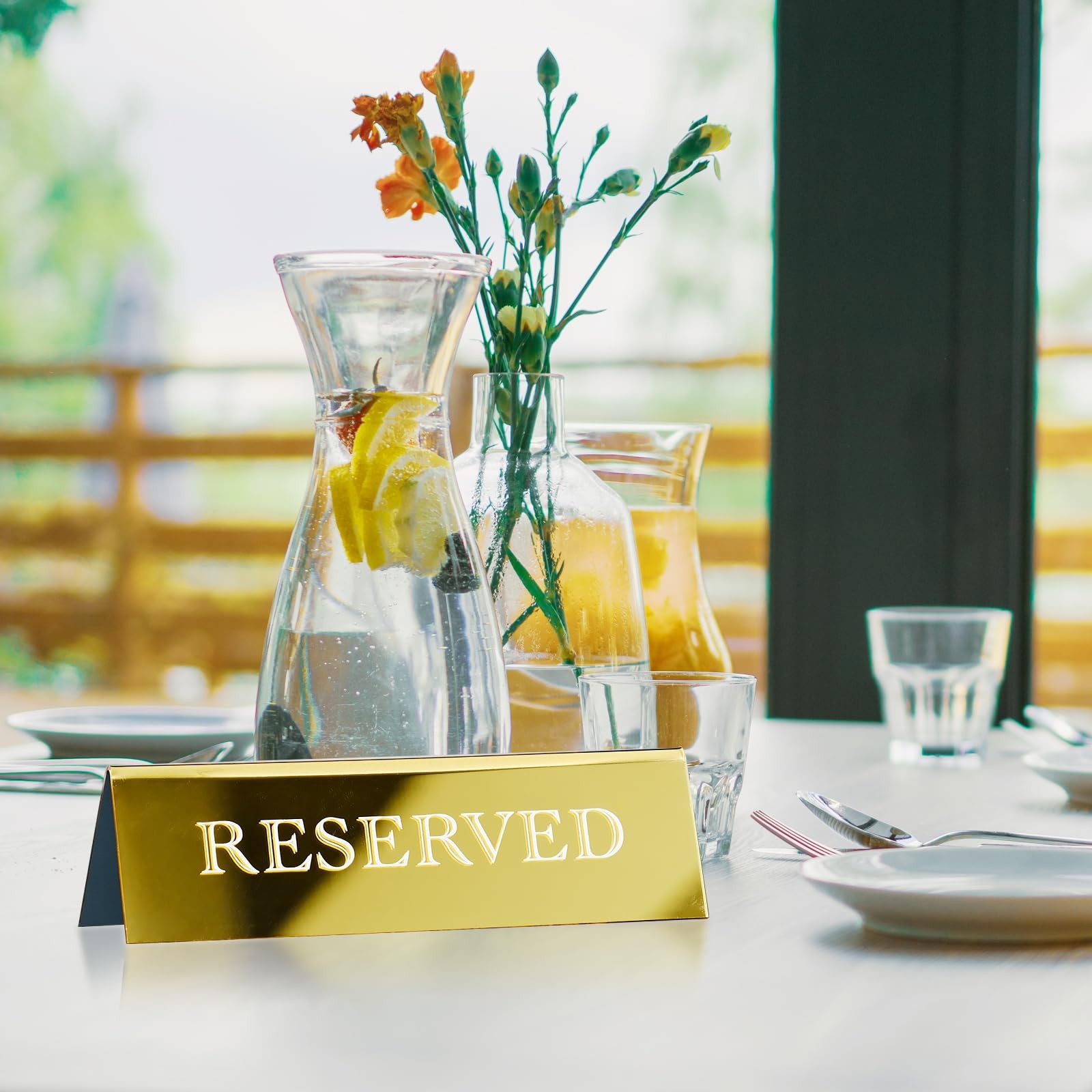 6 PCS 7.9×2.7 Inch Gold Mirror Acrylic Reserved Table Tent Seating Signs