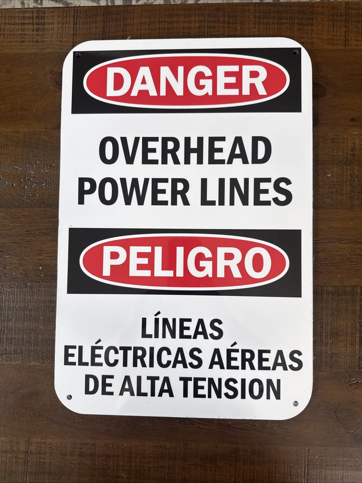 4 Pack Danger Overhead Power Lines Bilingual Sign 12 x 18 in Aluminum for Safety