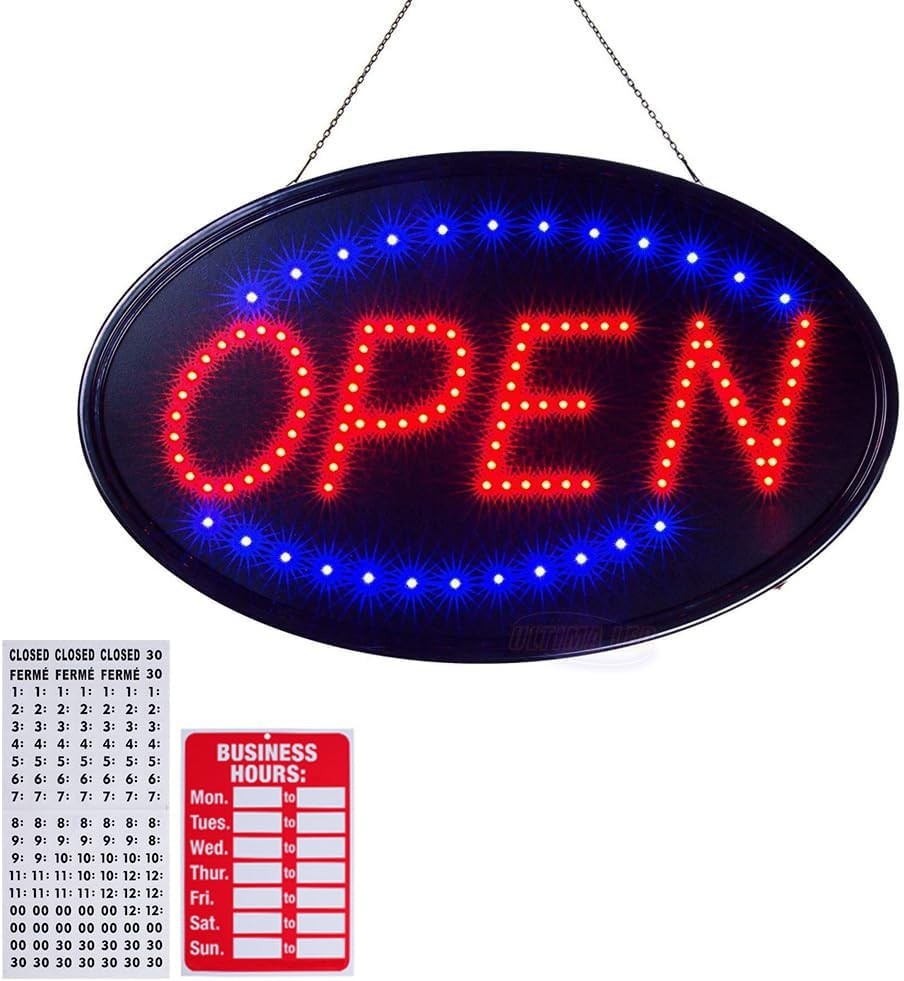 LED Open Sign 19×10 Inch Ultra Bright Flashing Mode Store Window Display Wall