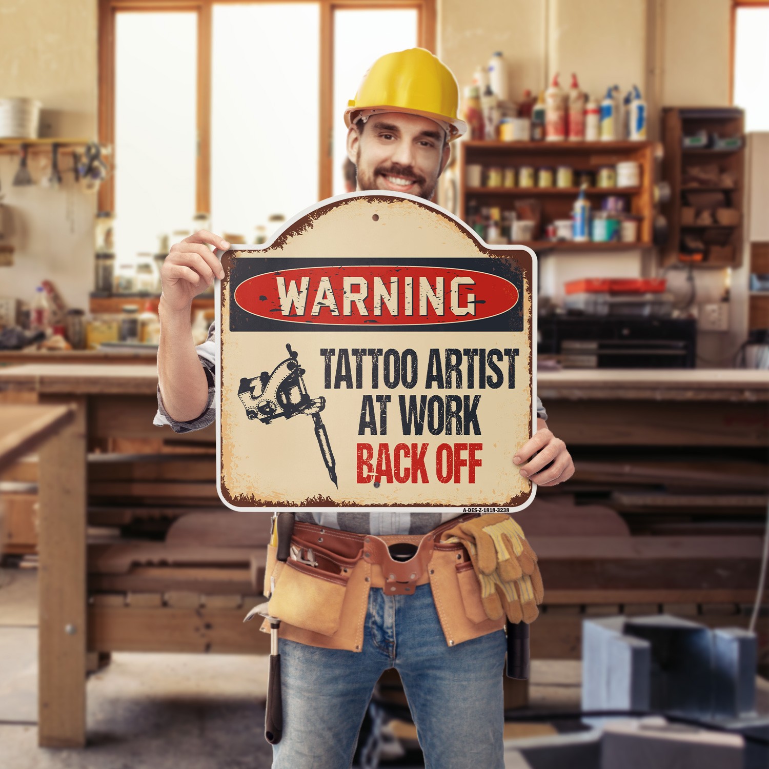 Tattoo Artist At Work 18&Prime; X 18&Prime; Heavy-Gauge Aluminum Architectural Sign