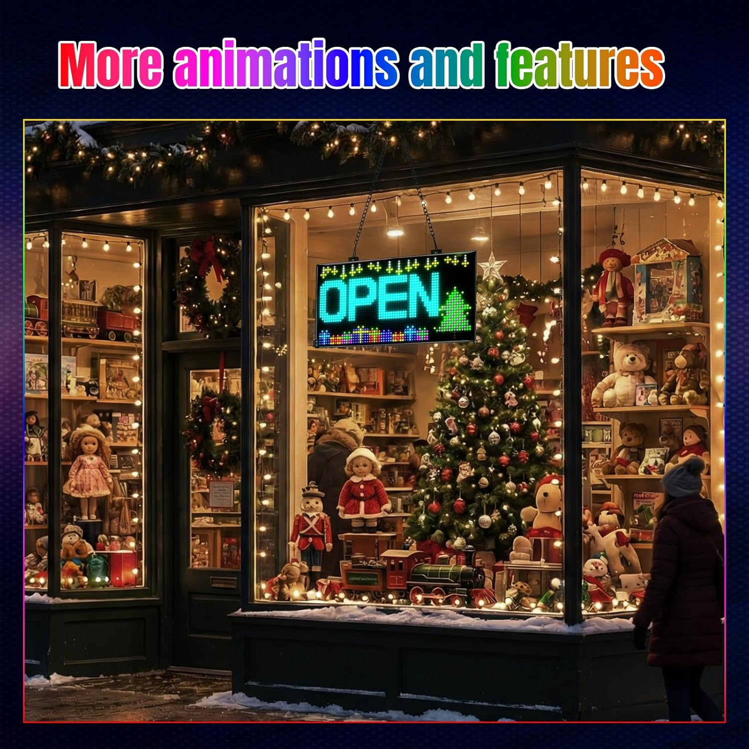 Smart Programmable LED Open Sign with Bluetooth Control for Shops & Cafes