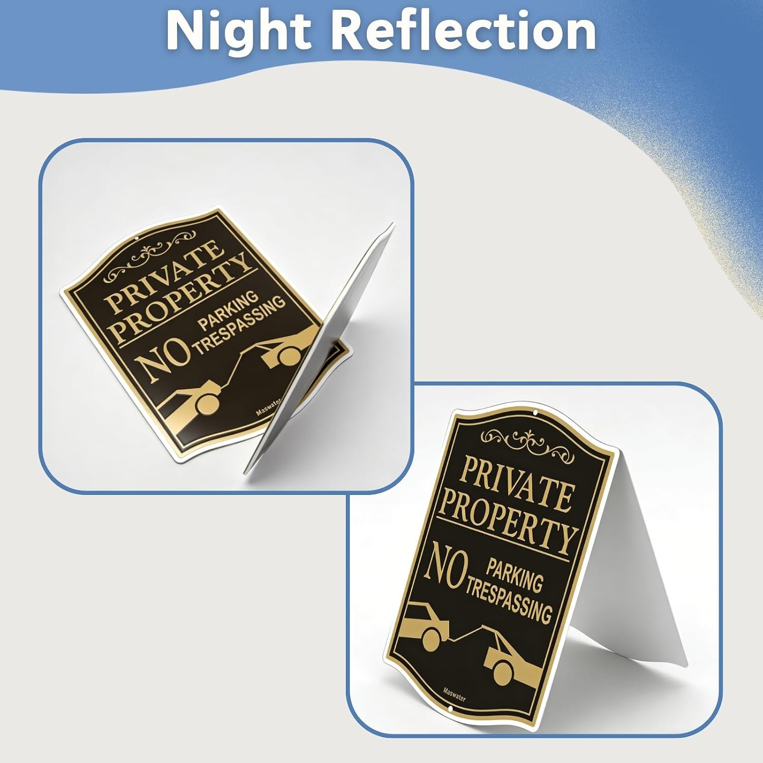 Private Property No Parking Signs – 2-Pack 12&Prime; x 18&Prime; Reflective & Waterproof