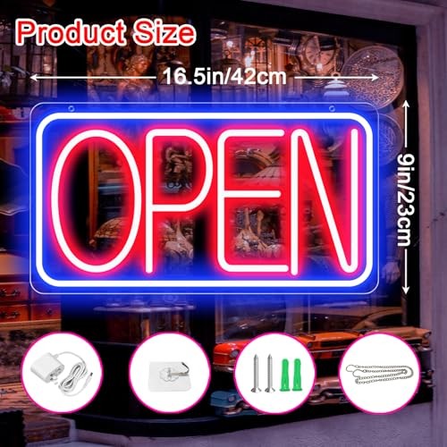 16.5&Prime; X 9&Prime; Led Neon Open Signs for Business Ultra Bright Plug In Electric Light
