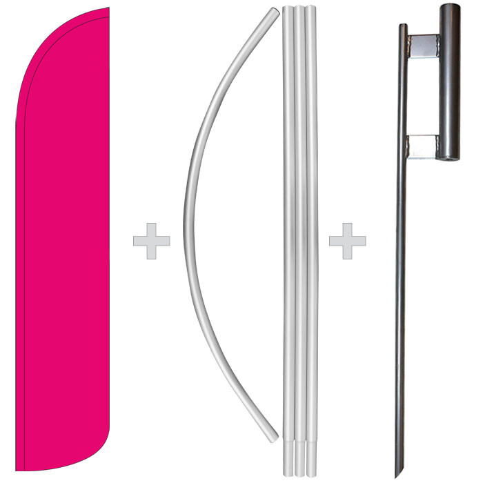 Solid Hot Pink 15&prime; Tall Windless Swooper Feather Banner Flag & Pole Kit