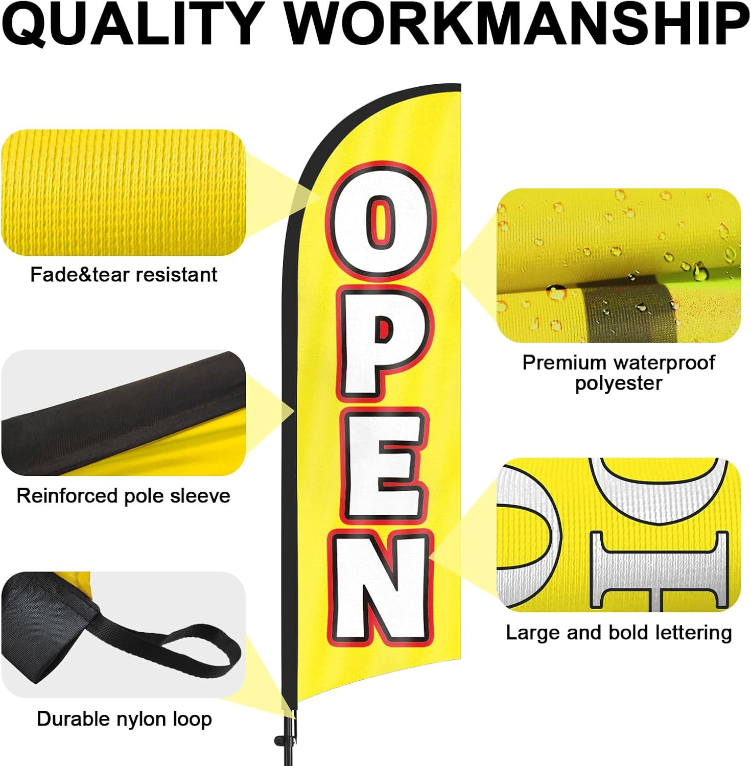 Open Feather Flag with Pole and Ground Stake, 8FT Swooper Advertising Banner Sig