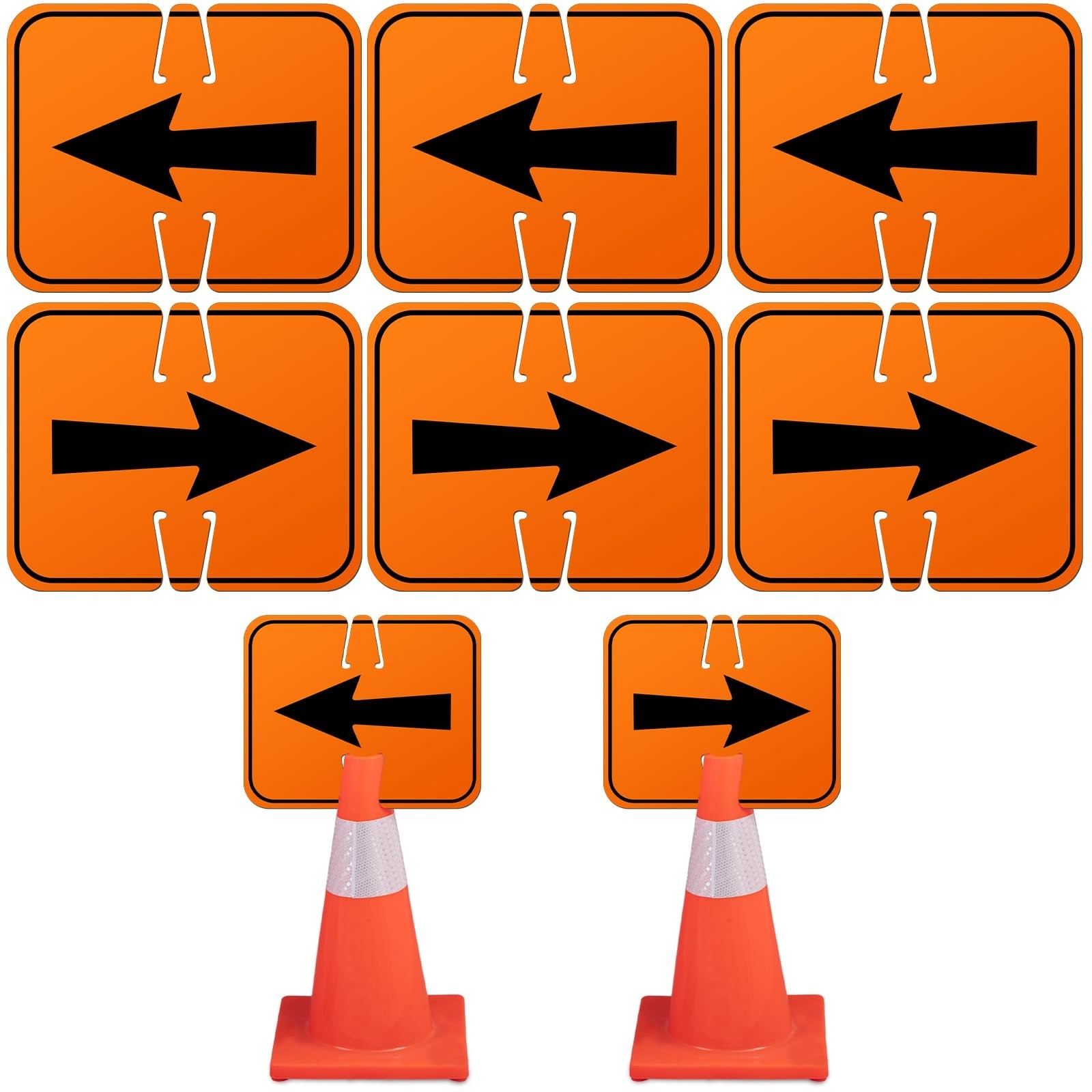 6 Pcs Reversible Traffic Arrow Signs 12.6&Prime;x10.4&Prime; Detour Warning Directional Cone
