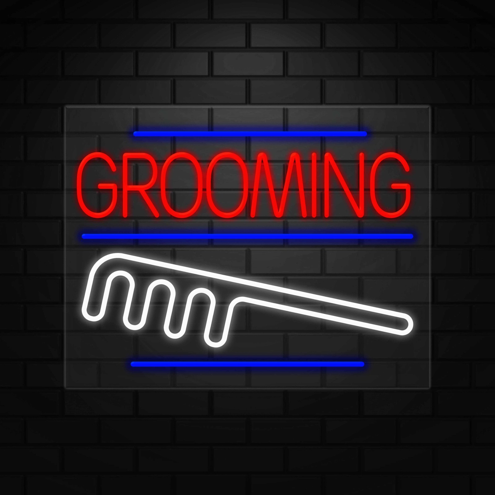 Grooming Sign for Business Displays | LED Flex Neon | 31&Prime;W x 24&Prime;H x 1&Prime;D