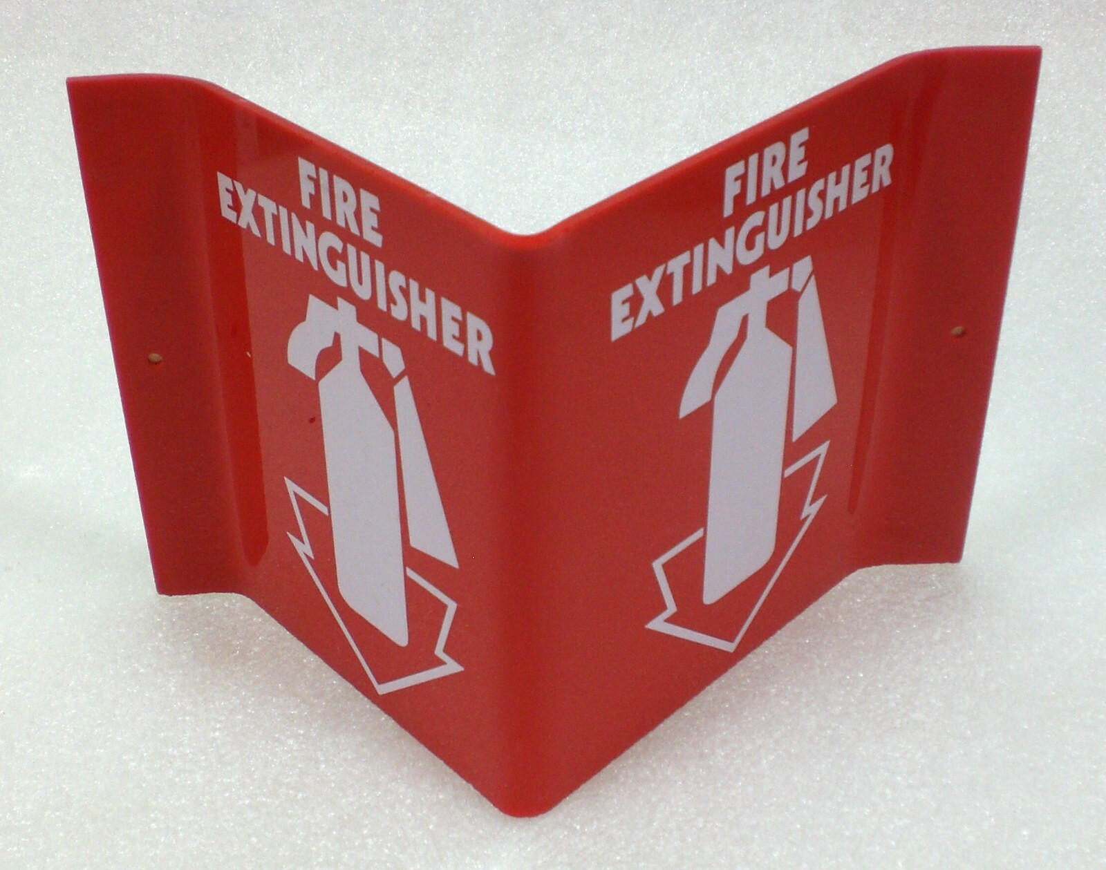 Fire Extinguisher Projection Wall Sign With Arrow, 6&Prime; X 5&Prime;, Red & White