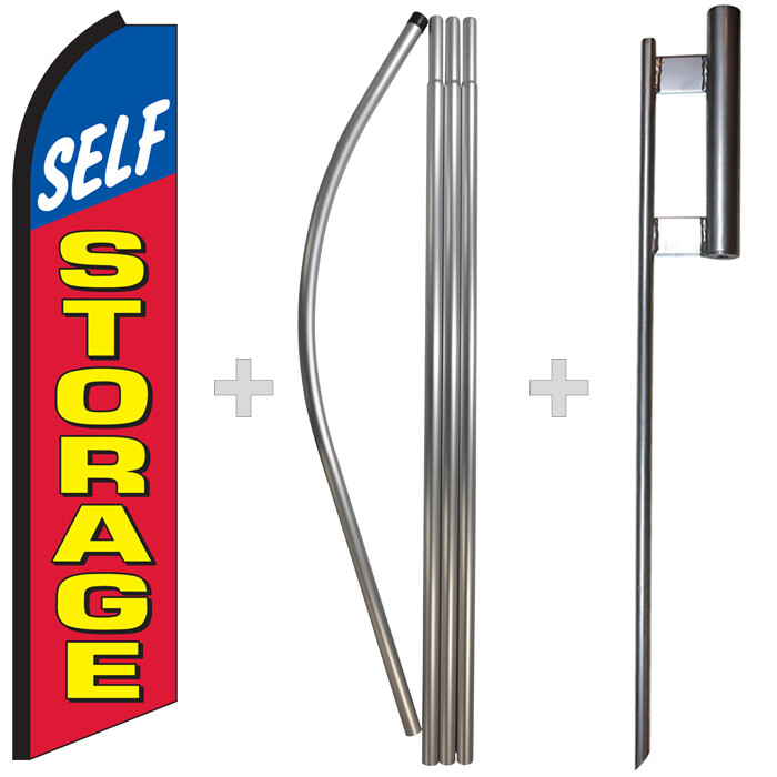 Self Storage 15&prime; Tall Swooper Flag & Pole Kit Feather Super Banner
