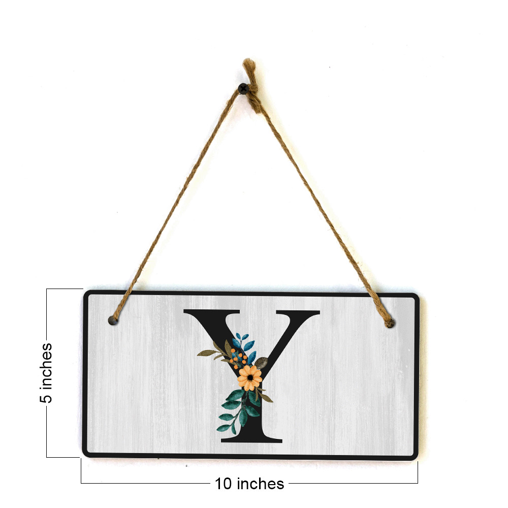 Y Flower Decor 5×10 Hanging Wall or Door Sign | Alphabet Letter Room Decoration