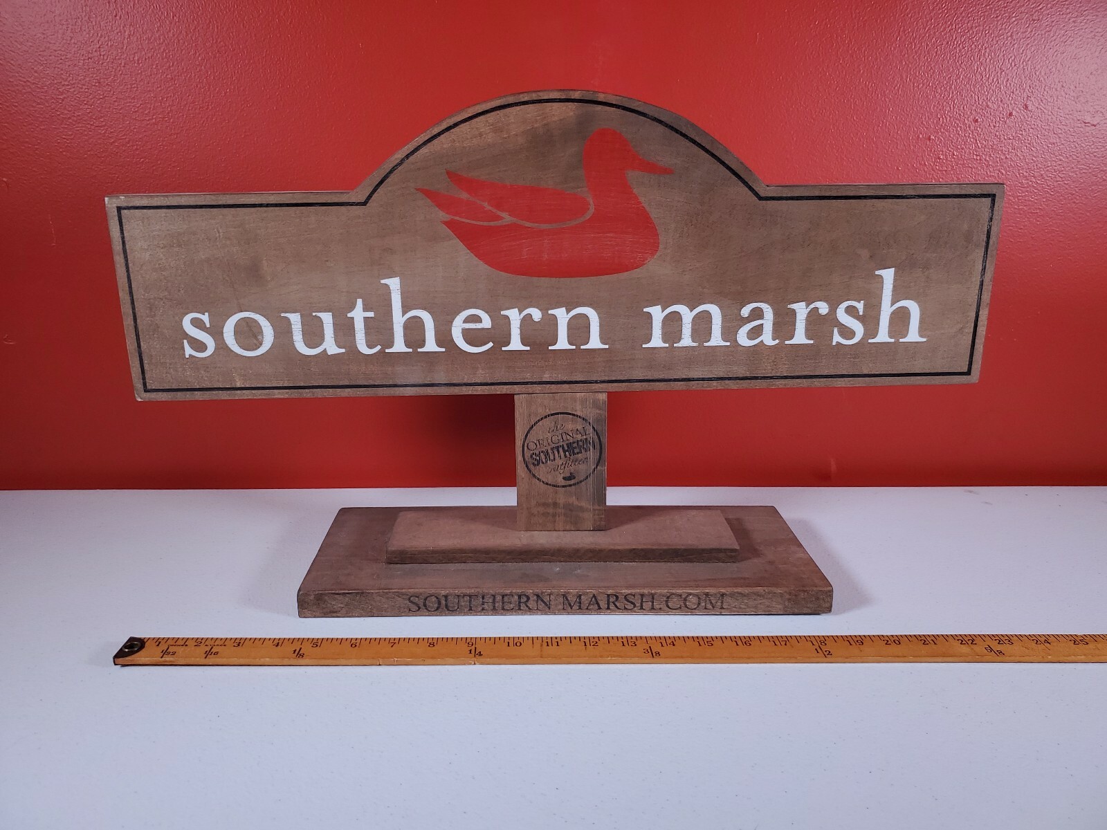 SOUTHERN MARSH Wooden Store Display Sign Red Duck, Clothing Used Fixture [CB22]