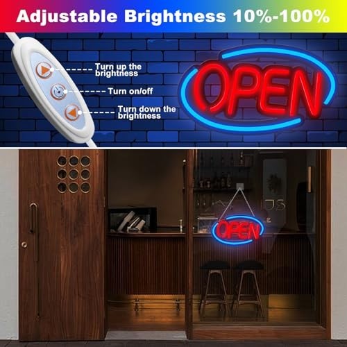 Bright Dimmable Neon Open Sign – LED Light for Business, Store, Bar, Office – 14