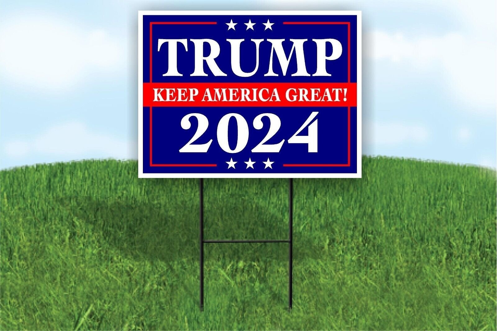 TRUMP 2024 KEEP AMERICA GREAT Political Trump Yard Sign Road w Stand LAWN