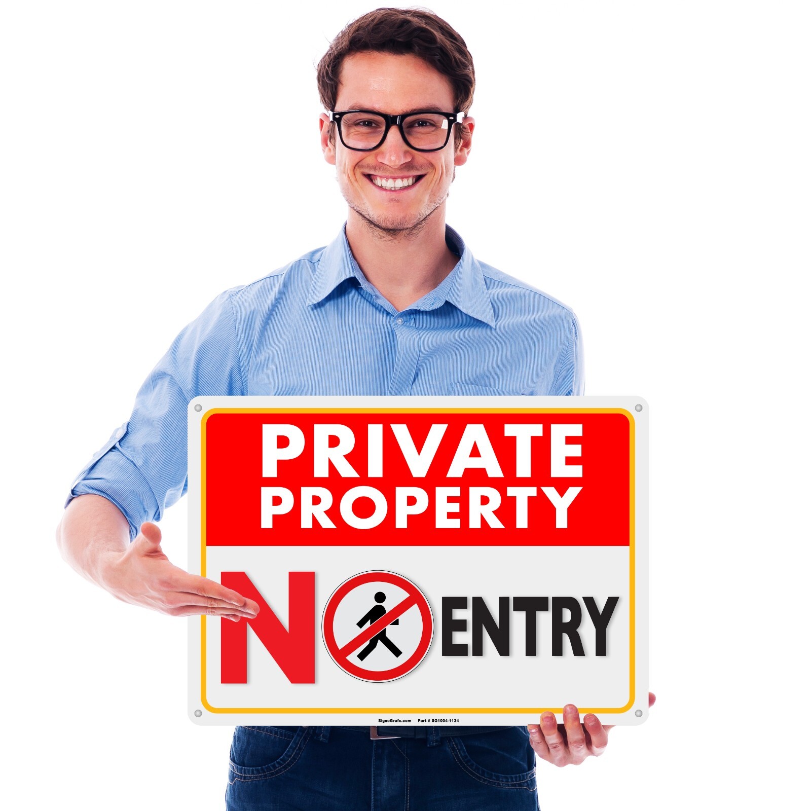 SIGNOGRAFX Private Property No Entry Sign,10”x14” No Trespass without Permission
