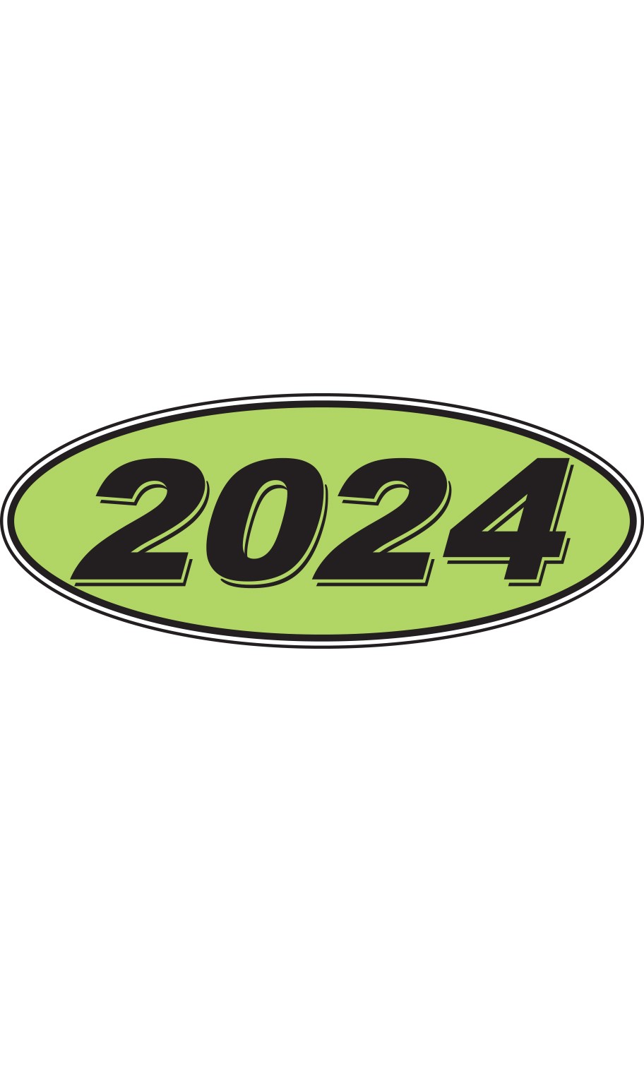 SSWBasics Oval Windshield Year Stickers – Black/Neon Green – « 2024 » – Pack of 12