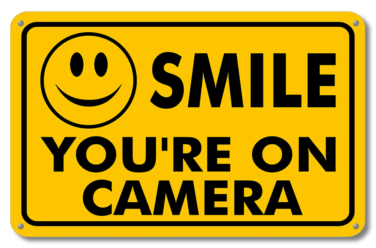 NEW SMILE YOU&rsquo;RE ON CAMERA SECURITY WATERPROOF BUSINESS YELLOW SIGN VIDEO CCTV