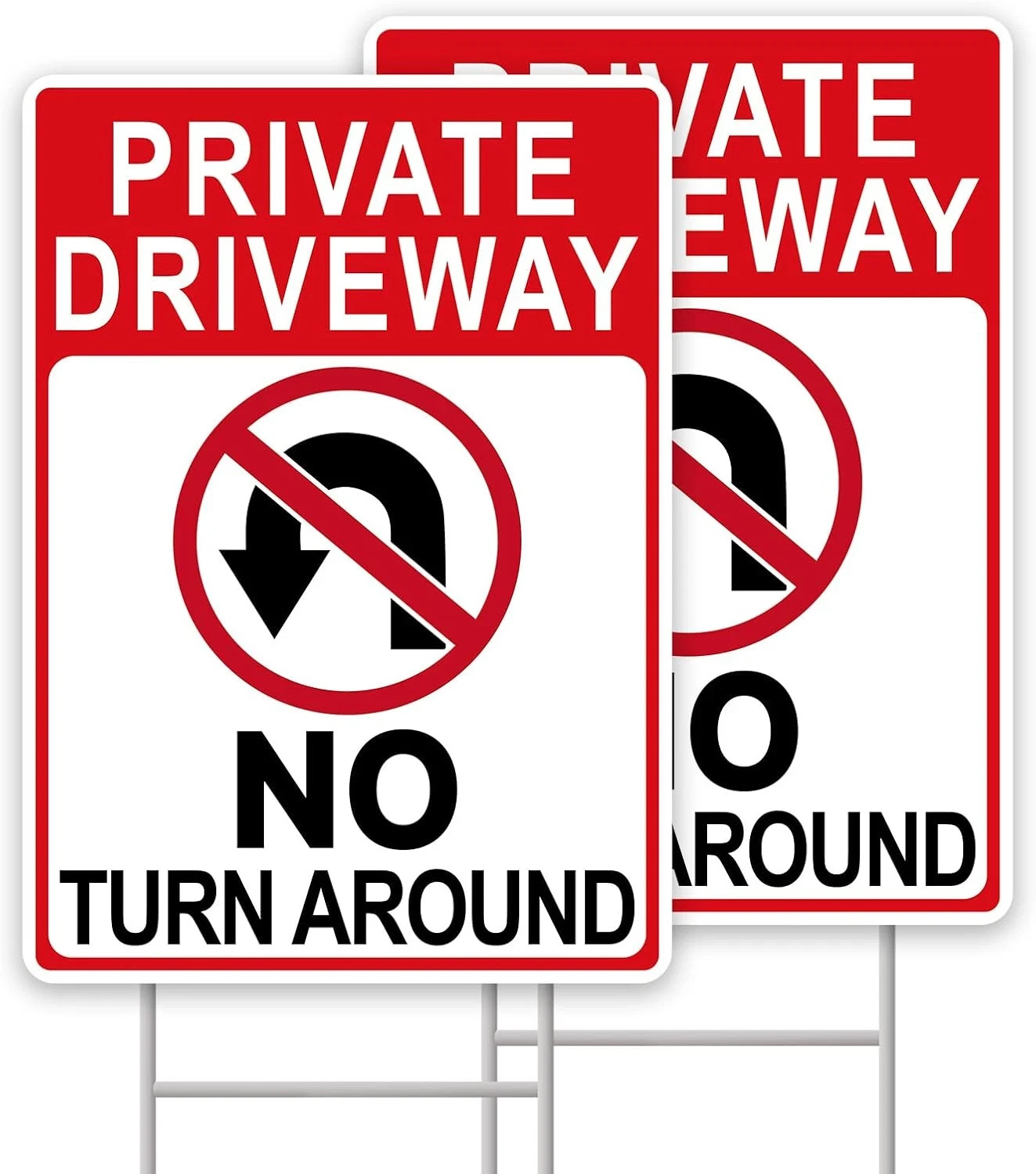 No Turn around Driveway Sign, 2 Pack Private Driveway Signs 14&Prime;X10&Prime; Double-Sided