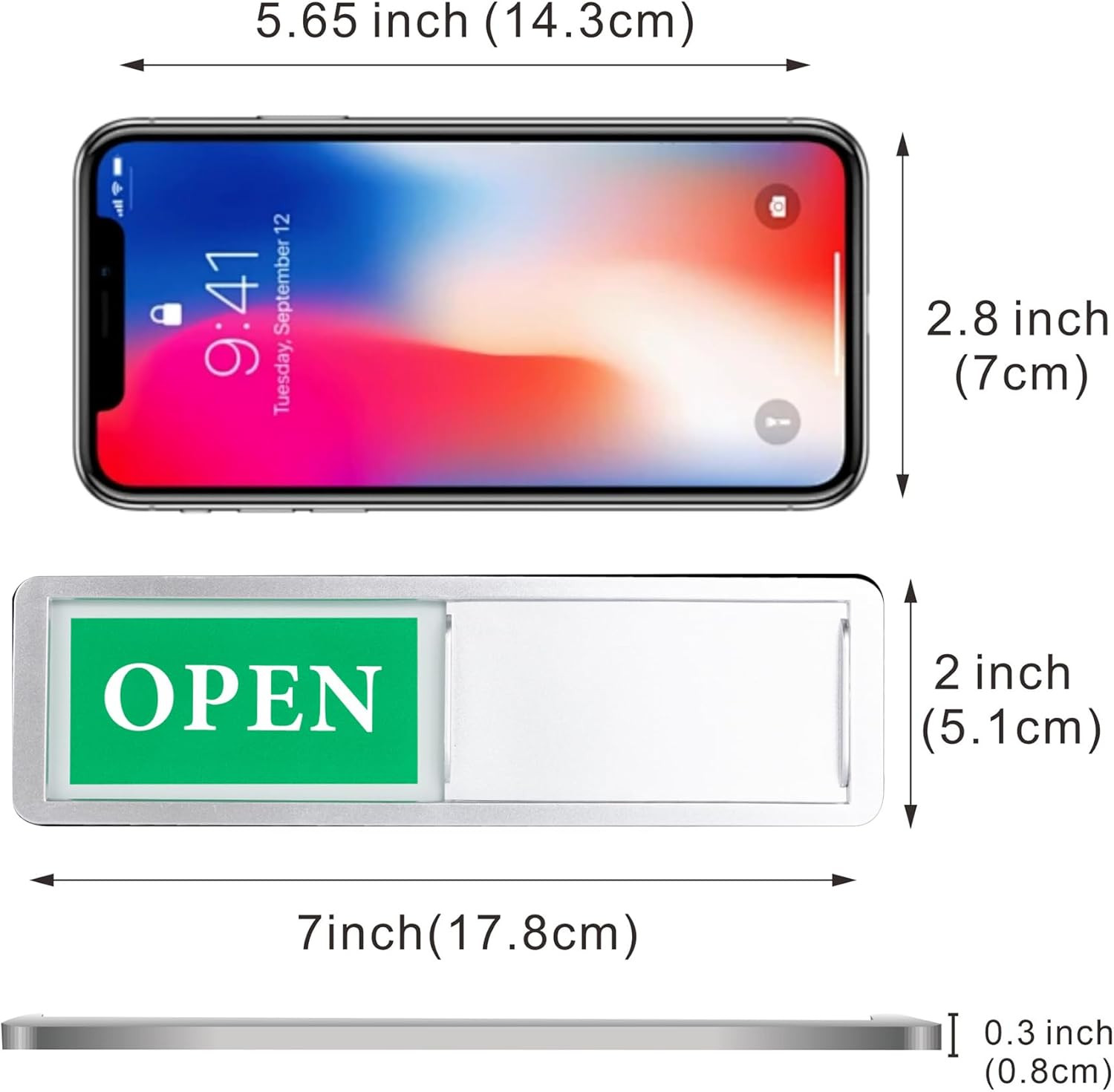 Open Closed Sliding Door Sign for Business, Open Closed Privacy Slider Sign for