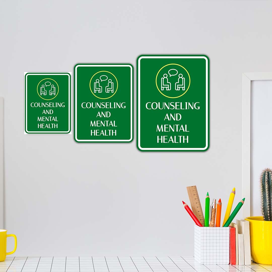 Portrait Round Plus Counseling and Mental Health Wall or Door Sign
