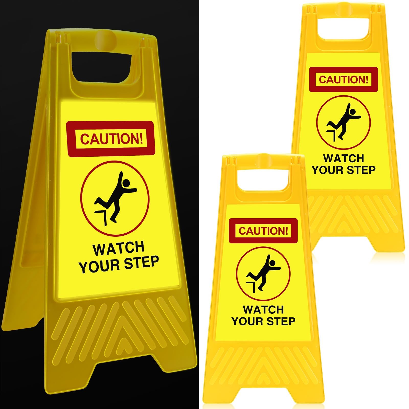 Fuutreo 2 Pack Caution Watch Your Step Signs Reflective 24 x 11.8 Inch Double…