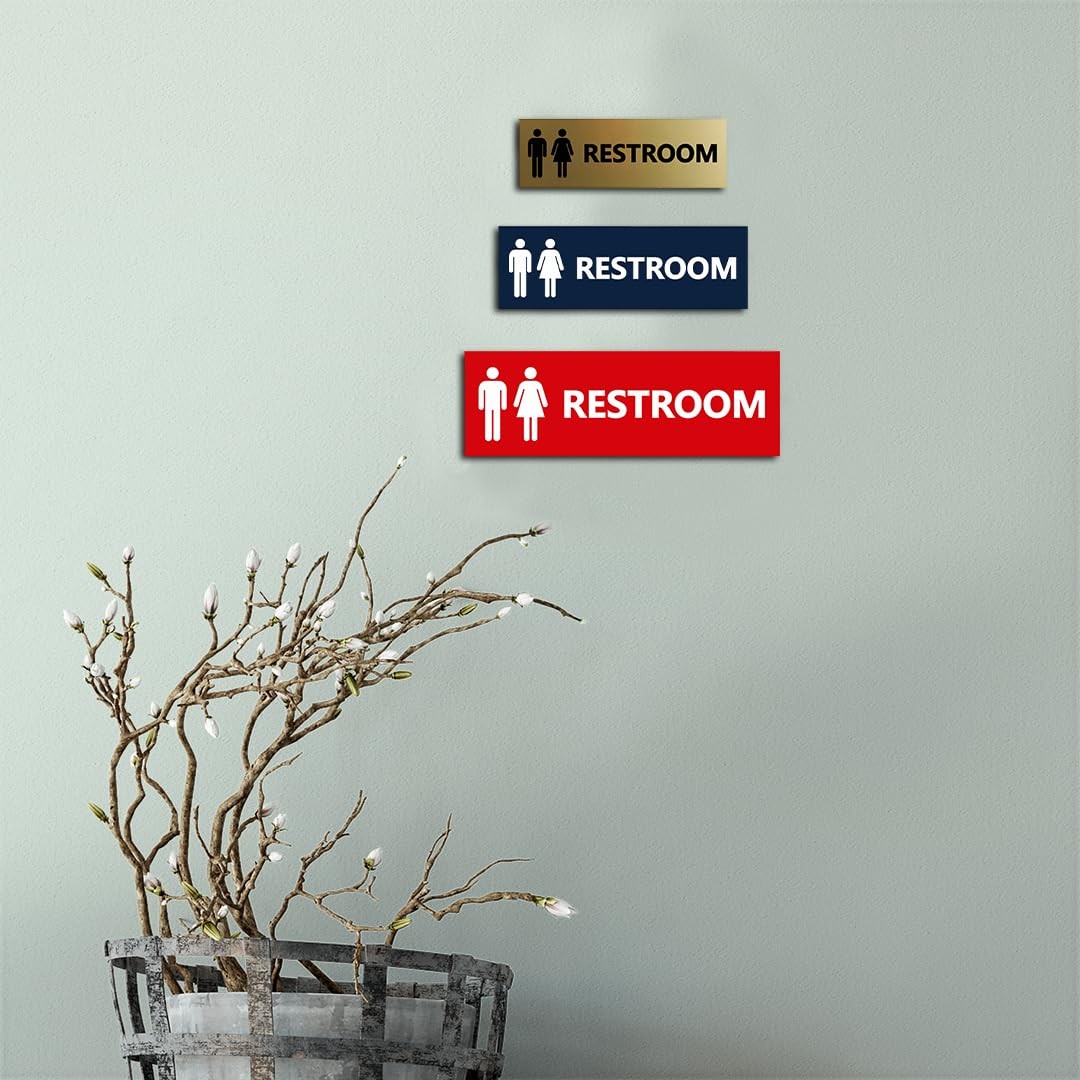 1 PCS Large Basic Unisex Restroom Sign Brushed Gold Door Marker Bathroom Tag