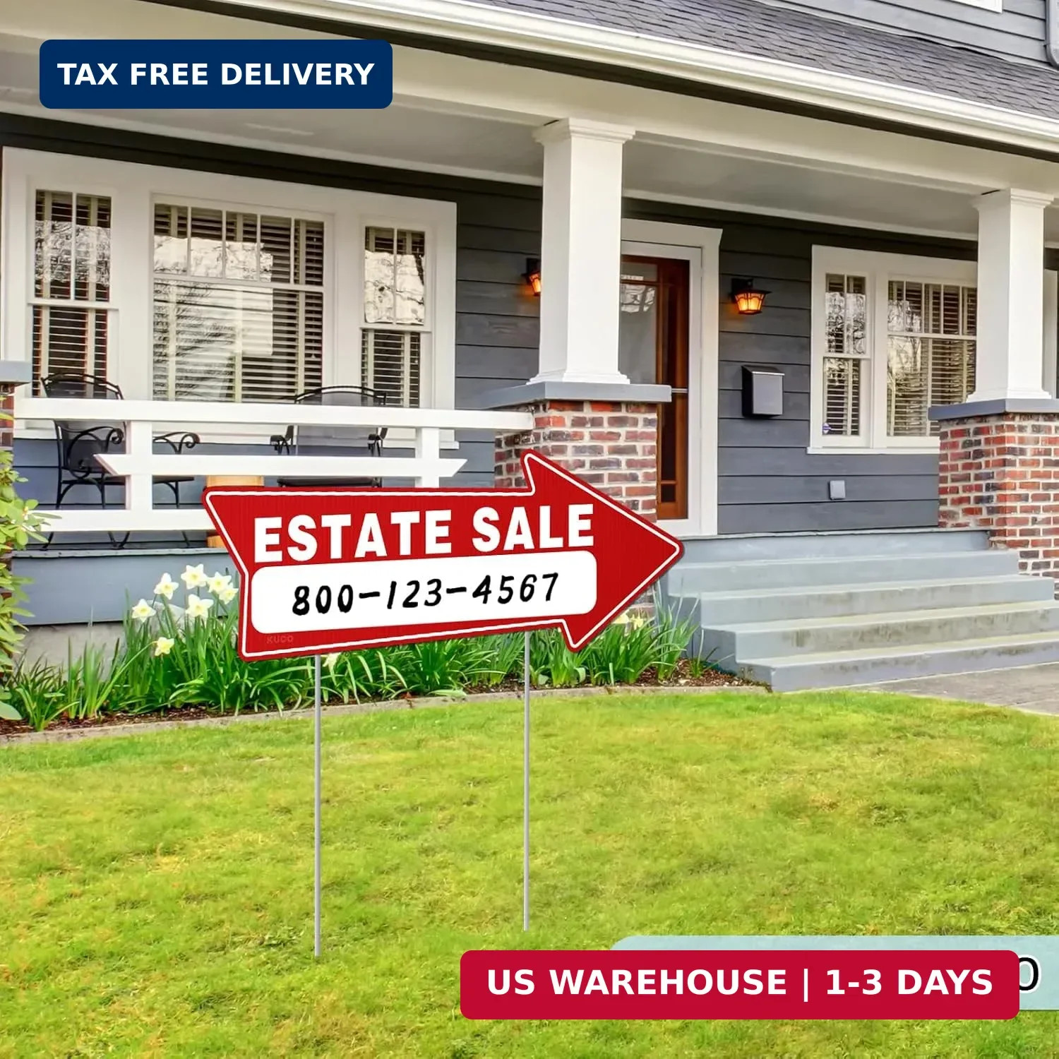 7 PC Estate Sale Signs, 17&Prime; x 6&Prime;, Estate Sale Signs with Stakes Double Sided, La