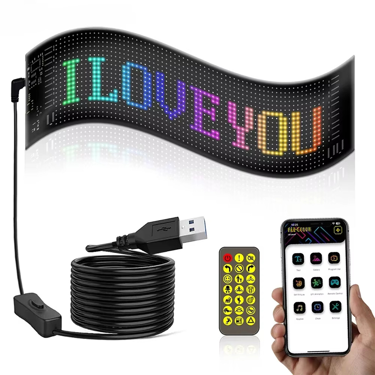 App Control Led Matrix Panel Flexible Light Pixel Smart Display Diy Programmable