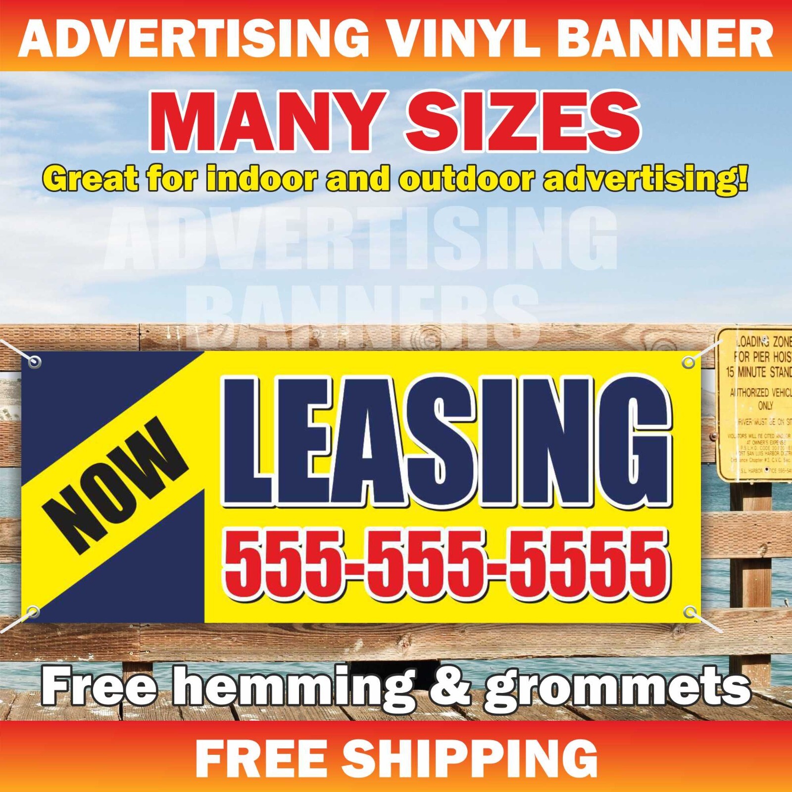 NOW LEASING Advertising Banner Vinyl Mesh Sign rent rental space real estate