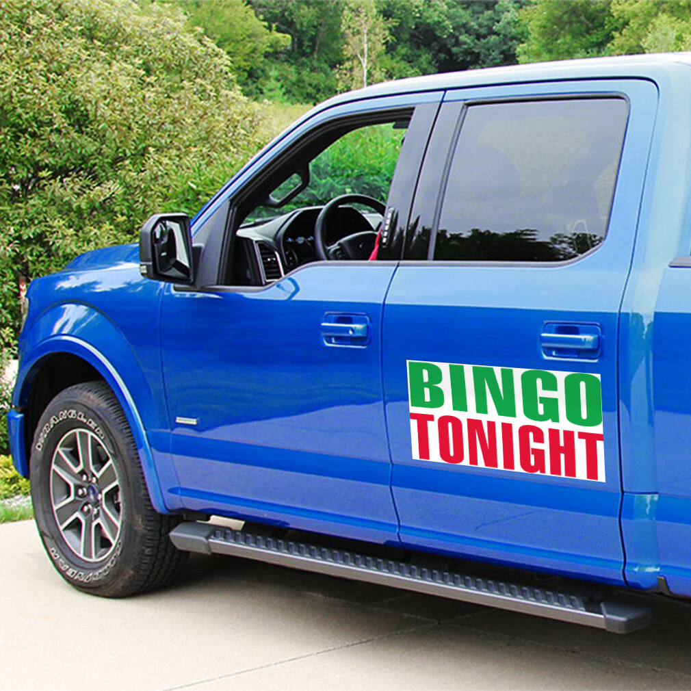 Car Magnet Set of 2 Bingo Tonight Green Red Car Advertising Industrial Sign