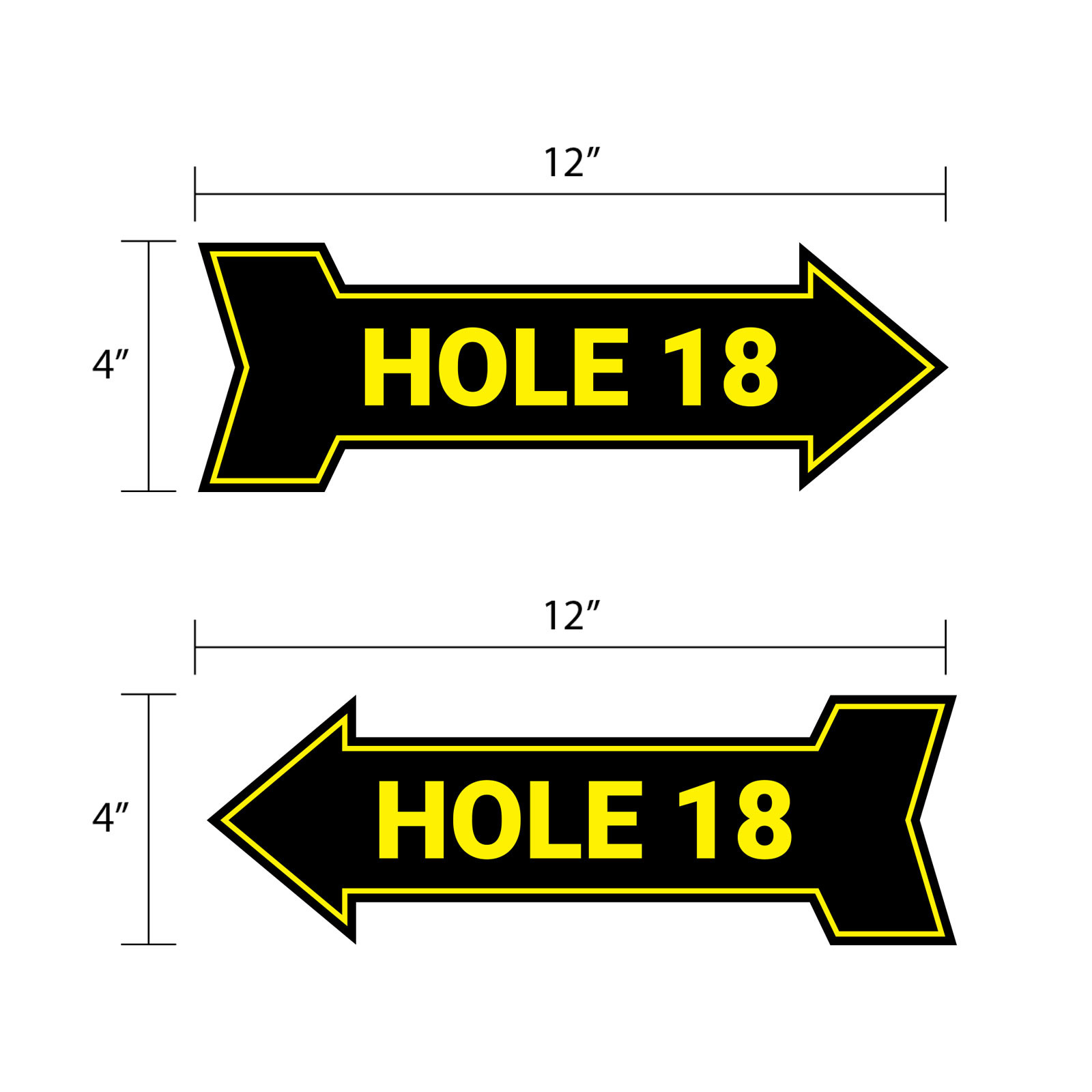 Arrow Shape Hole 18 12×4&Prime; Wall or Door Sign | Golf Signage