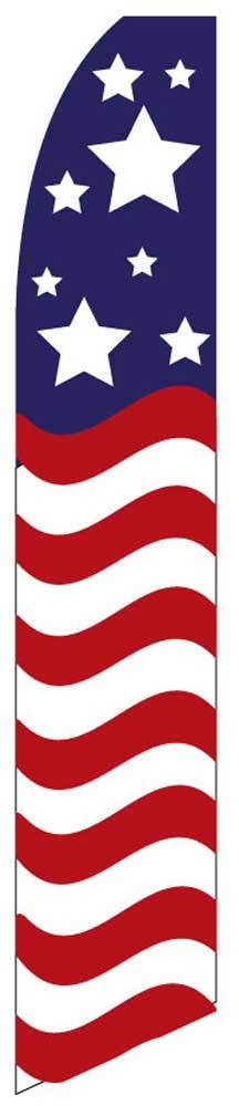 Red White Blue Stars & Stripes Flutter Swooper Advertising Sign 2.5’ Wide Banner