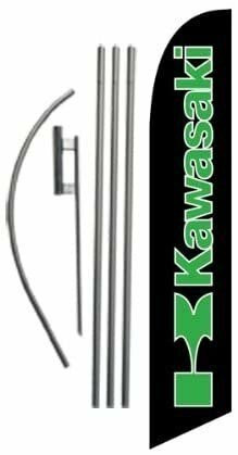 Kawasaki 15ft Feather Banner Swooper Flag Kit – INCLUDES 15FT POLE KIT…