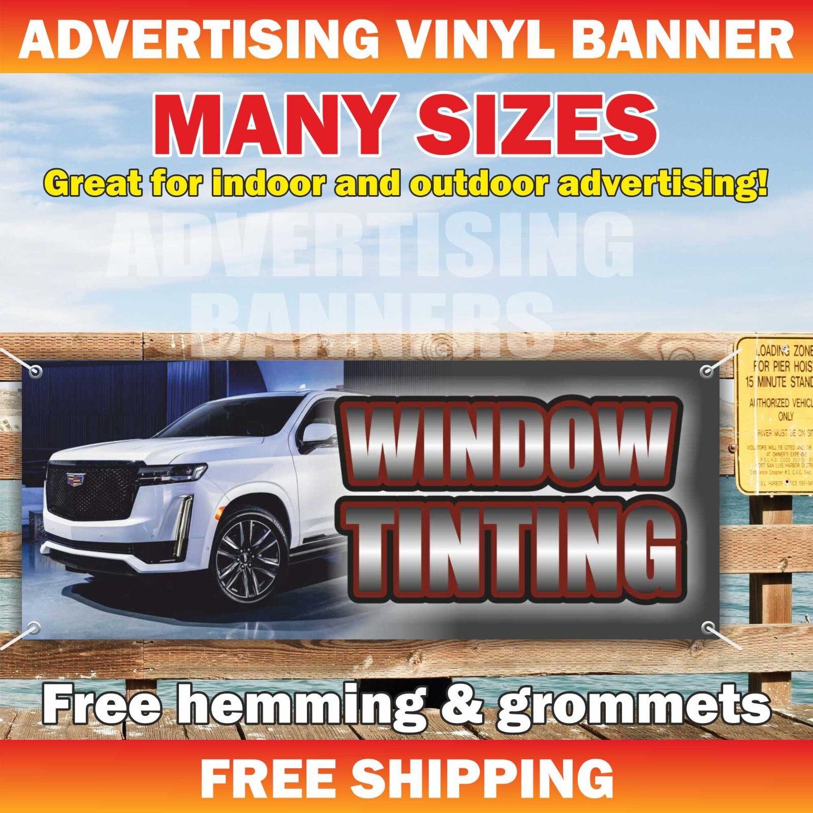 WINDOW TINTING Advertising Banner Vinyl Sign Detailing Service Car Wash Tint