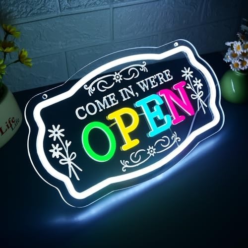 Dimmable LED Neon Open Sign – Colorful Wall Decor for Cafe, Bar, Store, Home – 1