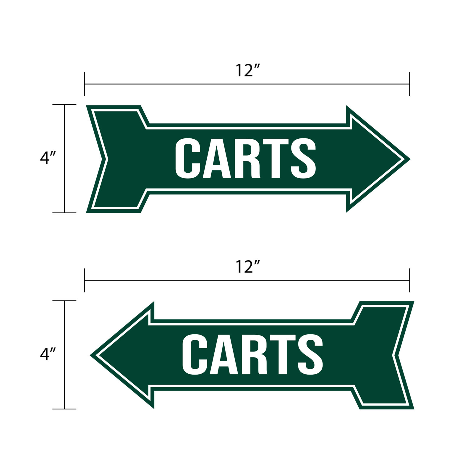 Arrow Shape Carts 12×4&Prime; Wall or Door Sign | Golf Signage